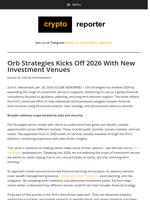 Orb Strategies Kicks Off 2026 With New Investment Venues