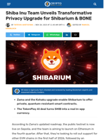 Shiba Inu Unveils Privacy Upgrade for Shibarium