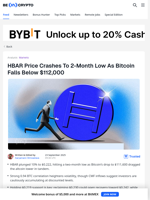 HBAR Price Stumbles 10% Following Bitcoin’s Lead