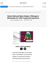 Qatar National Bank Adopts JPMorgan’s Blockchain for USD Corporate Payments