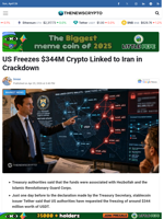 US Freezes $344M Crypto Linked to Iran in Crackdown - TheNewsCrypto