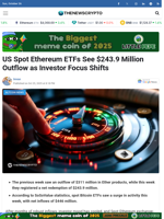 US Spot Ethereum ETFs See $243.9 Million Outflow as Investor Focus Shifts - TheNewsCrypto