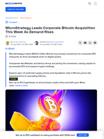 MicroStrategy Continues to Buy Bitcoin At All-Time High Price