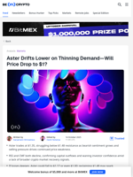 Aster Price Risks Drop to $1 as Holders Sell-Off Accelerates