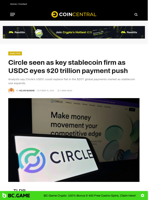 Circle seen as key stablecoin as USDC eyes $20 trillion payment