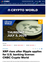 XRP rises after Ripple applies for U.S. banking license: CNBC Crypto World