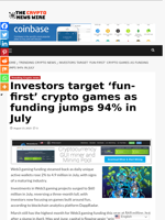 Investors target ‘fun-first’ crypto games as funding jumps 94% in July - The Crypto News Wire