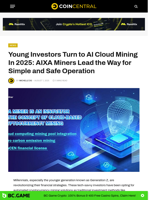 Young Investors Turn to AI Cloud Mining In 2025: AIXA Miners Lead the Way for Simple and Safe Operation