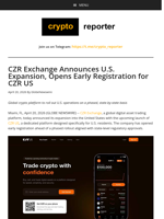 CZR Exchange Announces U.S. Expansion, Opens Early Registration for CZR US