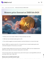 Monero price forecast as XMR hits $420 - CoinJournal