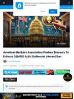 American Bankers Association Pushes Treasury To Enforce GENIUS Act's Stablecoin Interest Ban | Bitcoinist.com