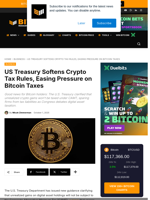 US Treasury Eases Crypto Tax Rules — Bitcoin Stands To Gain