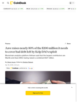 Arkham says Aave raised $160 million of the $200 million it needs to cover exploit damage