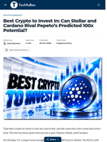 Best Crypto to Invest In: Can Stellar and Cardano Rival Pepeto's Predicted 100x Potential? - TechBullion
