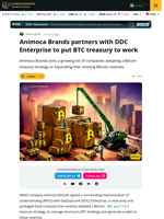 Animoca Brands Taps DDC Enterprise to manage Yield for BTC Treasury