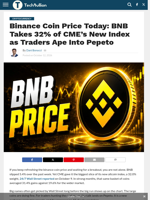 Binance Coin Price Today: BNB Takes 32% of CME's New Index as Traders Ape Into Pepeto - TechBullion