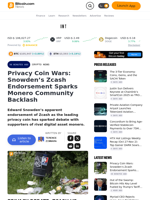 Privacy Coin Wars: Snowden’s Zcash Endorsement Sparks Monero Community Backlash – Crypto News Bitcoin News