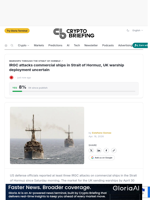 IRGC attacks commercial ships in Strait of Hormuz, UK warship deployment uncertain