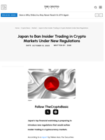 Japan to Ban Insider Trading in Crypto Markets Under New Regulations