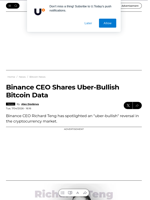 Binance CEO Shares Uber-Bullish Bitcoin Data - U.Today