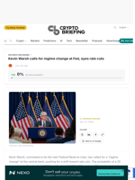 Kevin Warsh calls for regime change at Fed, eyes rate cuts