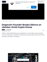 Dogecoin Founder Breaks Silence on Uptober Amid Crypto Dump - U.Today