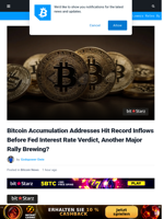 Bitcoin Accumulation Addresses Hit Record Inflows Before Fed Interest Rate Verdict, Another Major Rally Brewing? | Bitcoinist.com