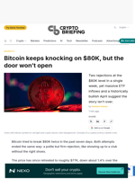 Bitcoin keeps knocking on $80K, but the door won't open