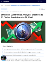 Ethereum (ETH) Price Analysis: Breakout to $3,000 or Breakdown to $2,200?