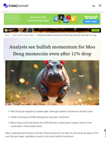 Analysts see bullish momentum for Moo Deng memecoin even after 11% drop - CoinJournal