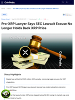 Pro-XRP Lawyer Says SEC Lawsuit Excuse No Longer Holds Back XRP Price