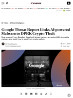 Google Threat Report Links AI-powered Malware to DPRK Crypto Theft - Decrypt