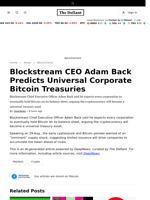 Blockstream CEO Adam Back Predicts Universal Corporate Bitcoin Treasuries - 