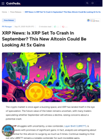 XRP News: Is XRP Set To Crash In September? This New Altcoin Could Be Looking At 5x Gains