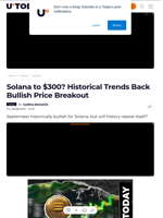 Solana to $300? Historical Trends Back Bullish Price Breakout - U.Today