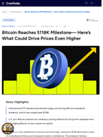 Bitcoin Reaches $118K Milestone— Here’s What Could Drive Prices Even Higher