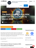 The Best Cryptos to Buy Now, and Turn $1k into $100k by March 2025 | Live Bitcoin News