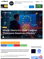 Vitalik Slams EU Chat Control: “Everyone Deserves Privacy” | Live Bitcoin News