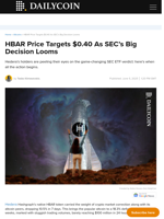 HBAR Price Targets $0.40 As SEC’s Big Decision Looms - DailyCoin