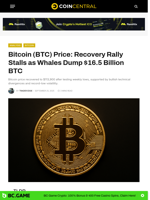Bitcoin (BTC) Price: Recovery Rally Stalls as Whales Dump $16.5 Billion BTC - CoinCentral