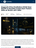 Dogecoin Price Prediction: DOGE Near $0.076 as Remittix Invites Earn Testers With an 18-22% APY Offer - TechBullion
