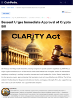 Bessent Urges Immediate Approval of Crypto Bill