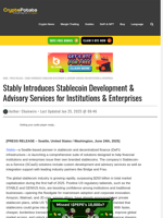 Stably Introduces Stablecoin Development & Advisory Services for Institutions & Enterprises