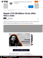 Ripple CTO: $6 Billion Circle Offer Was a Joke