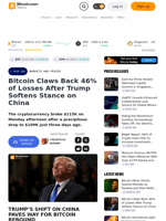 Bitcoin Claws Back 46% of Losses After Trump Softens Stance on China – Markets and Prices Bitcoin News