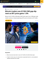 Bitcoin Needs To Fill $110,000 CME Gap, Analysis Argues