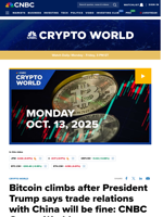 Bitcoin climbs after President Trump says trade relations with China will be fine: CNBC Crypto World