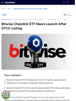 Bitwise Chainlink ETF Nears Launch After DTCC Listing
