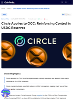 Circle Applies to OCC: Reinforcing Control in USDC Reserves