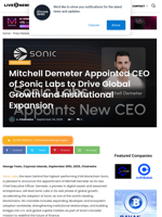 Mitchell Demeter Appointed CEO of Sonic Labs to Drive Global Growth and Institutional Expansion | Live Bitcoin News